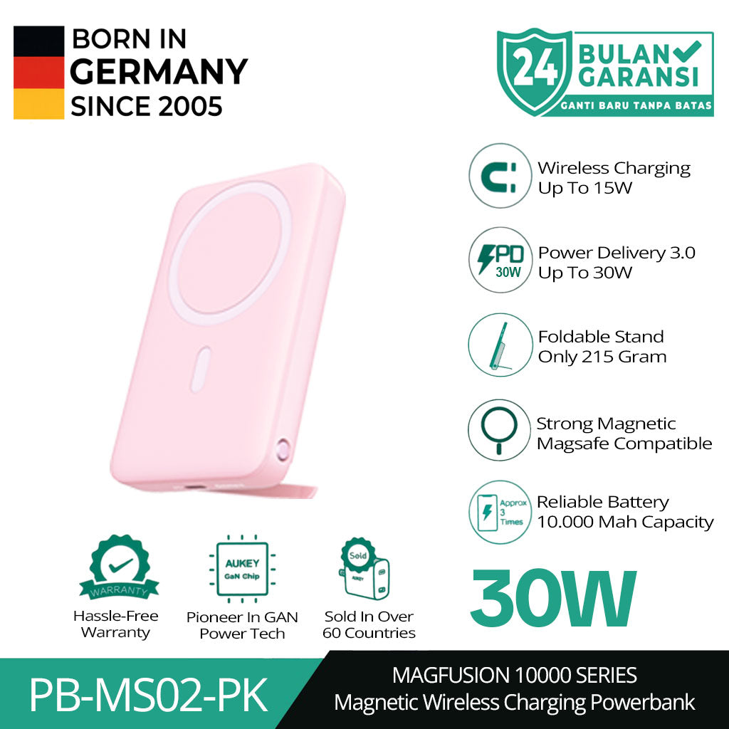 AUKEY Wireless Powerbank Magsafe 10000mah PB-MS02 USB-C 30W PD
