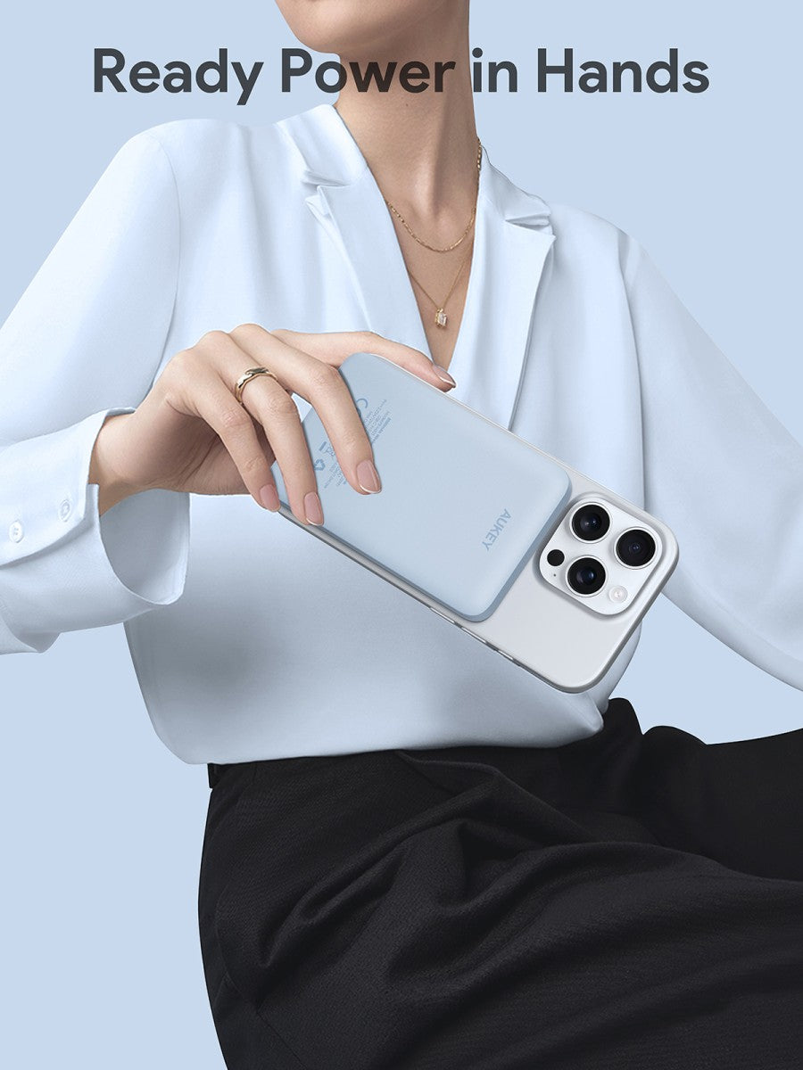 AUKEY Magnetic Wireless Powerbank Magsafe 5000mah USB-C 20W PD 3.0 MagFusion 5000 Series PB-MS03