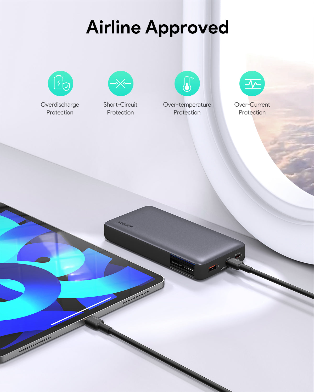 AUKEY Powerbank 20000mah PB-Y42-GY USB C 30W PD 3.0 Slim