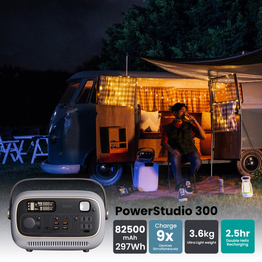 Stasiun Daya Portabel AUKEY 82.500 mAh PD QC 3.0 400W 297Wh Power Studio (240V) PS-RE03