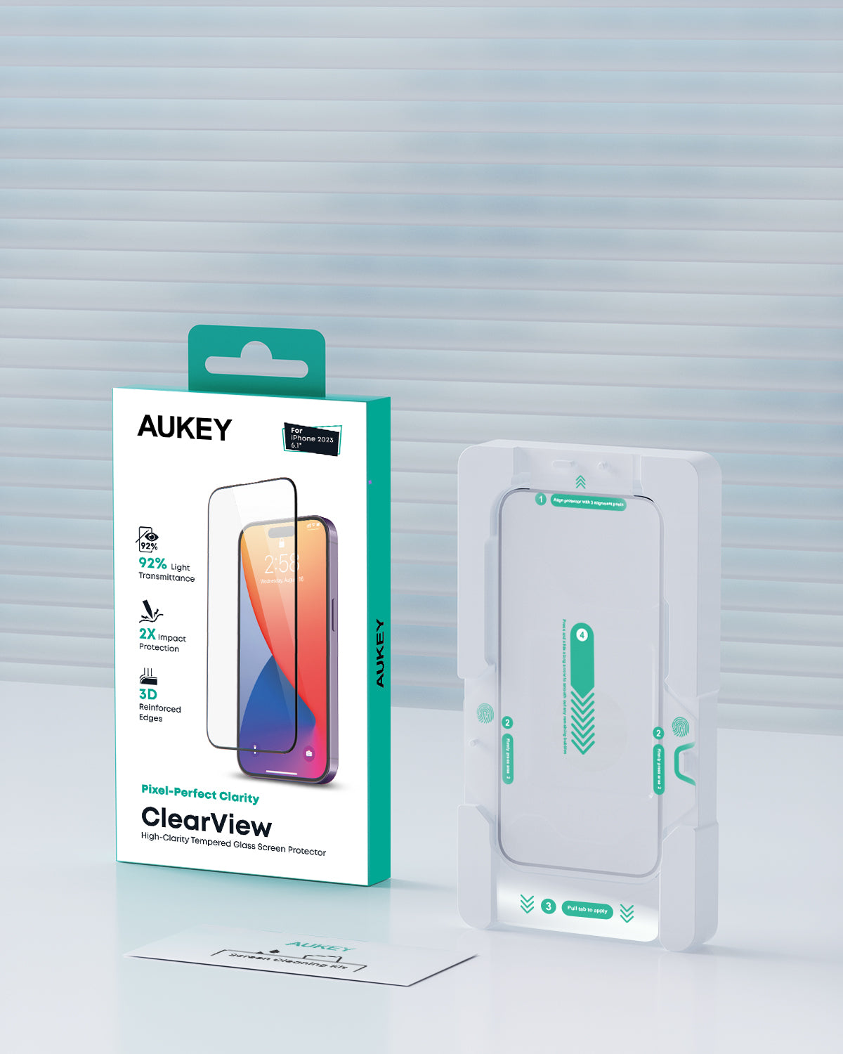 AUKEY iPhone 15 2 Pcs Premium Tempered Glass Screen Protector SP-GT11