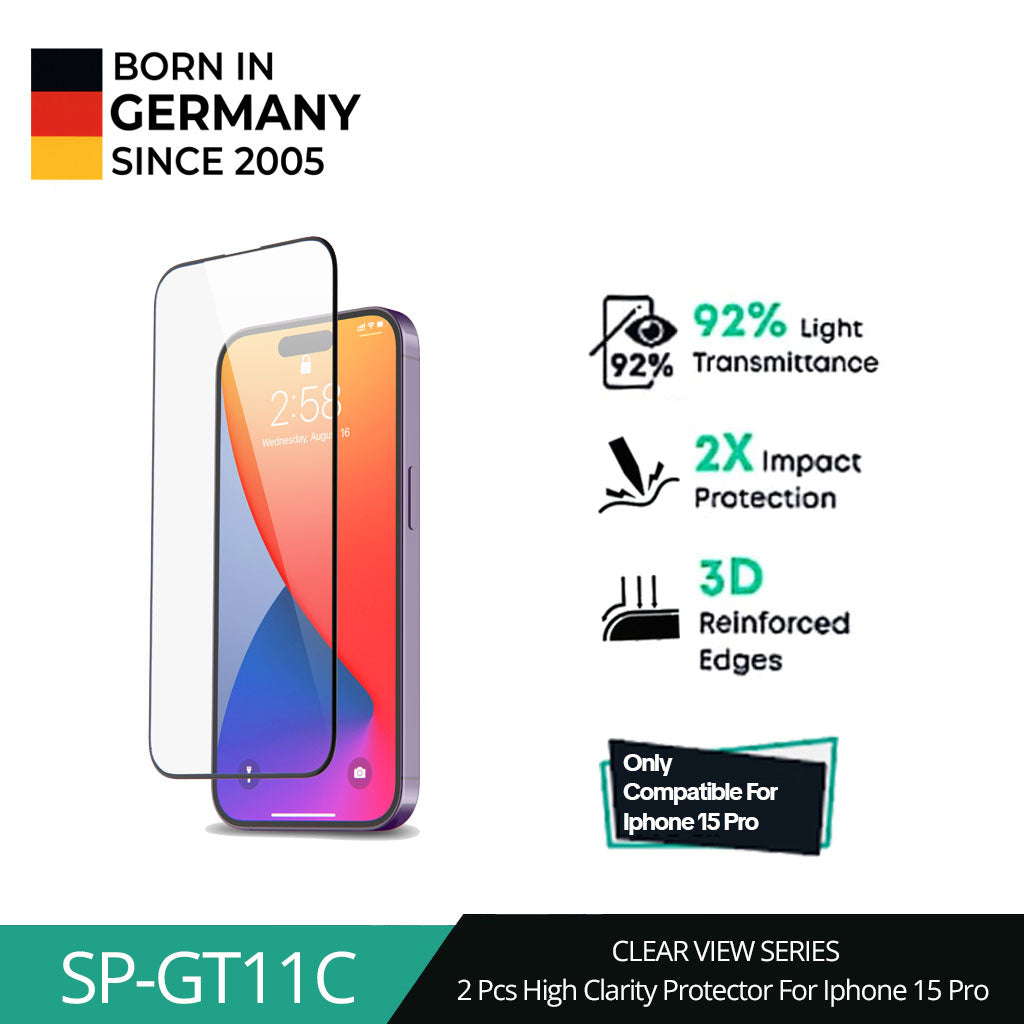 AUKEY iPhone 15 2 Pcs Premium Tempered Glass Screen Protector SP-GT11