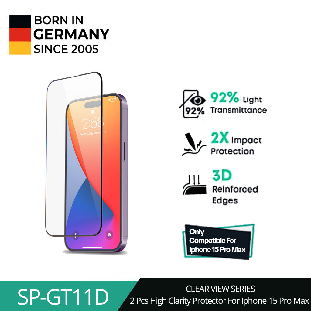 AUKEY iPhone 15 2 Pcs Premium Tempered Glass Screen Protector SP-GT11