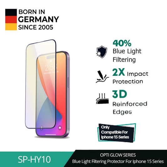 AUKEY iPhone 15 Premium OptiGlow Anti-Blue Ray Tempered Glass SP-HY10