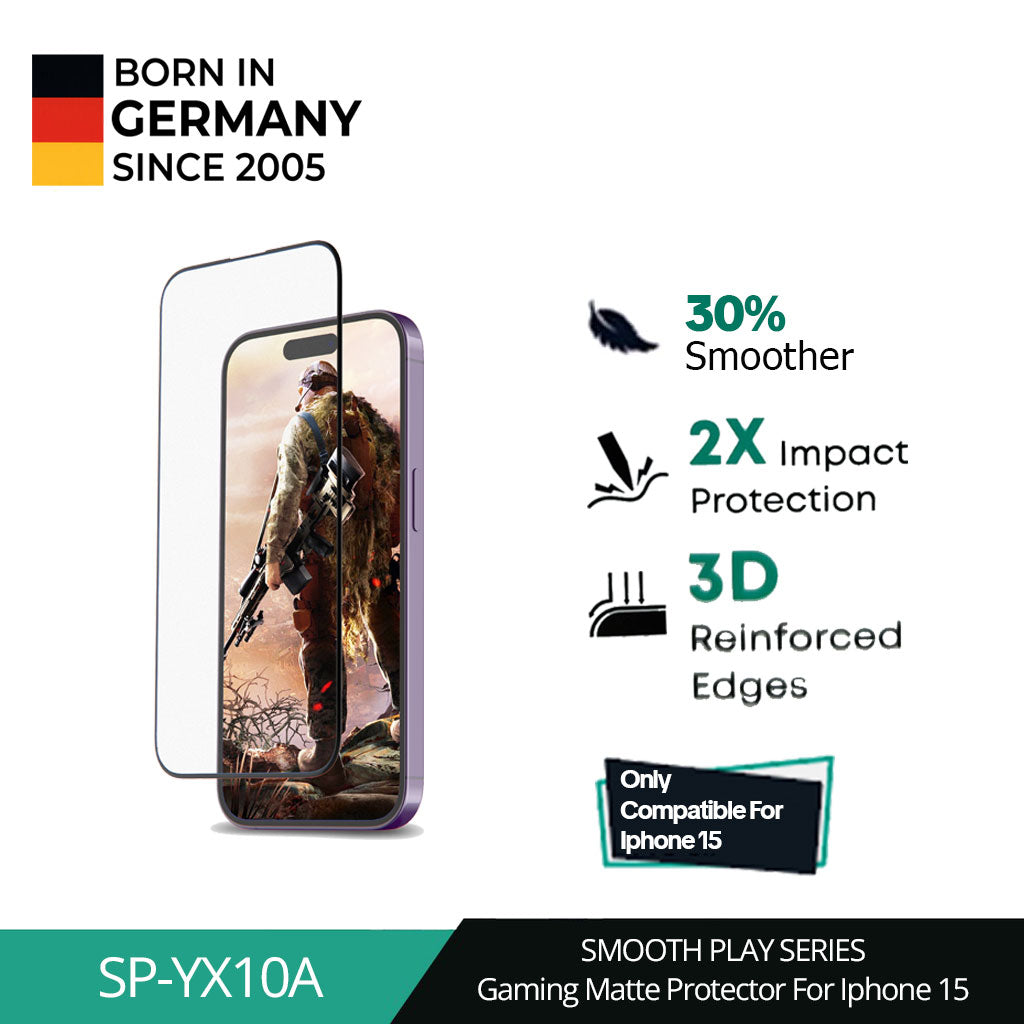 AUKEY iPhone 15 Premium Gaming Anti-Glare Matte Tempered Glass SP-YX10