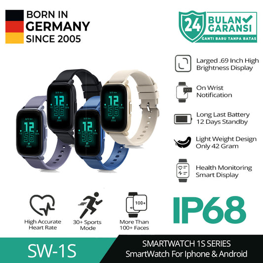 AUKEY SmartWatch 1 S Tahan Air IP68 Dengan Panggilan Bluetooth SW-1S