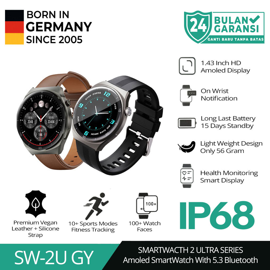 AUKEY SmartWatch 2 Layar Ultra Amoled Tahan Air BluetoothCall SW-2U