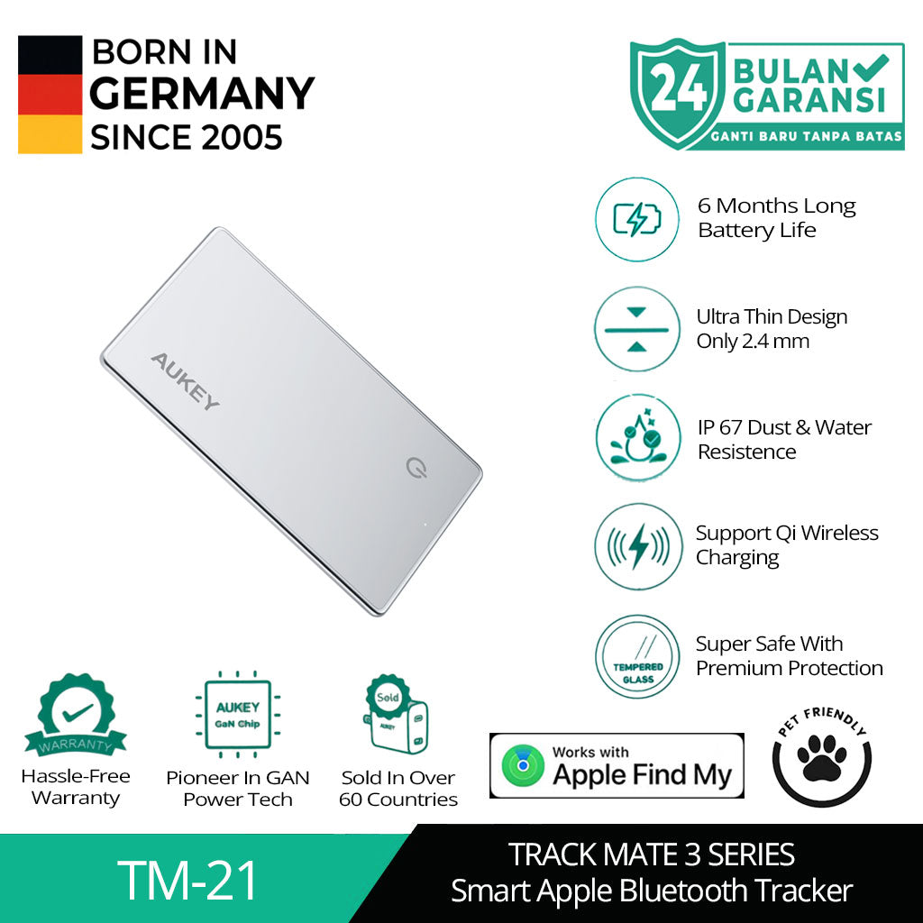 AUKEY Smart Wireless Charging AirTag Pelacak Bluetooth Untuk Apple Track Mate 3 Seri TM-21