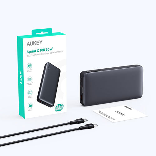 AUKEY Powerbank 20000mah PB-Y42-GY USB C 30W PD 3.0 Slim