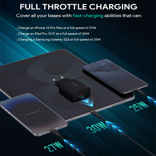 Aukey Charger Type C 30W PD 3.0 Power Delivery Fast Charging PA-R1P