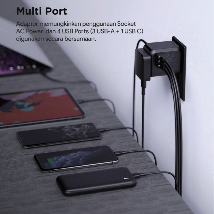 AUKEY Universal Travel Adaptor PA-TA04-BK Type C 30W 4 In 1 EU US UK