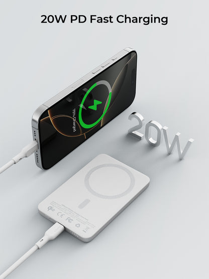 Aukey Power Bank Super Slim 5000 mAh Qi2 Magnetic Wireless Powerbank 20W MagSafe Samsung Iphone Pengisian Cepat Magnet Kuat Alumunium - PB-MS07