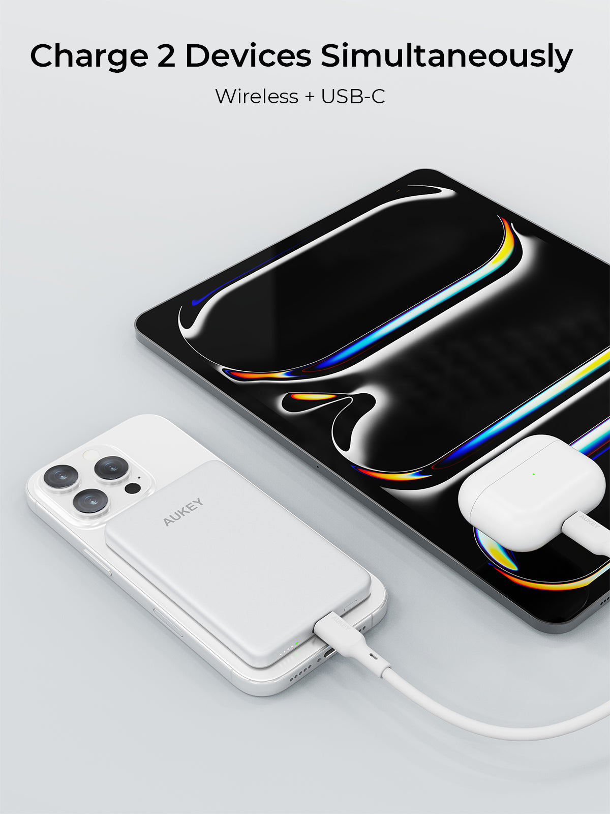 Aukey Power Bank Super Slim 5000 mAh Qi2 Magnetic Wireless Powerbank 20W MagSafe Samsung Iphone Pengisian Cepat Magnet Kuat Alumunium - PB-MS07