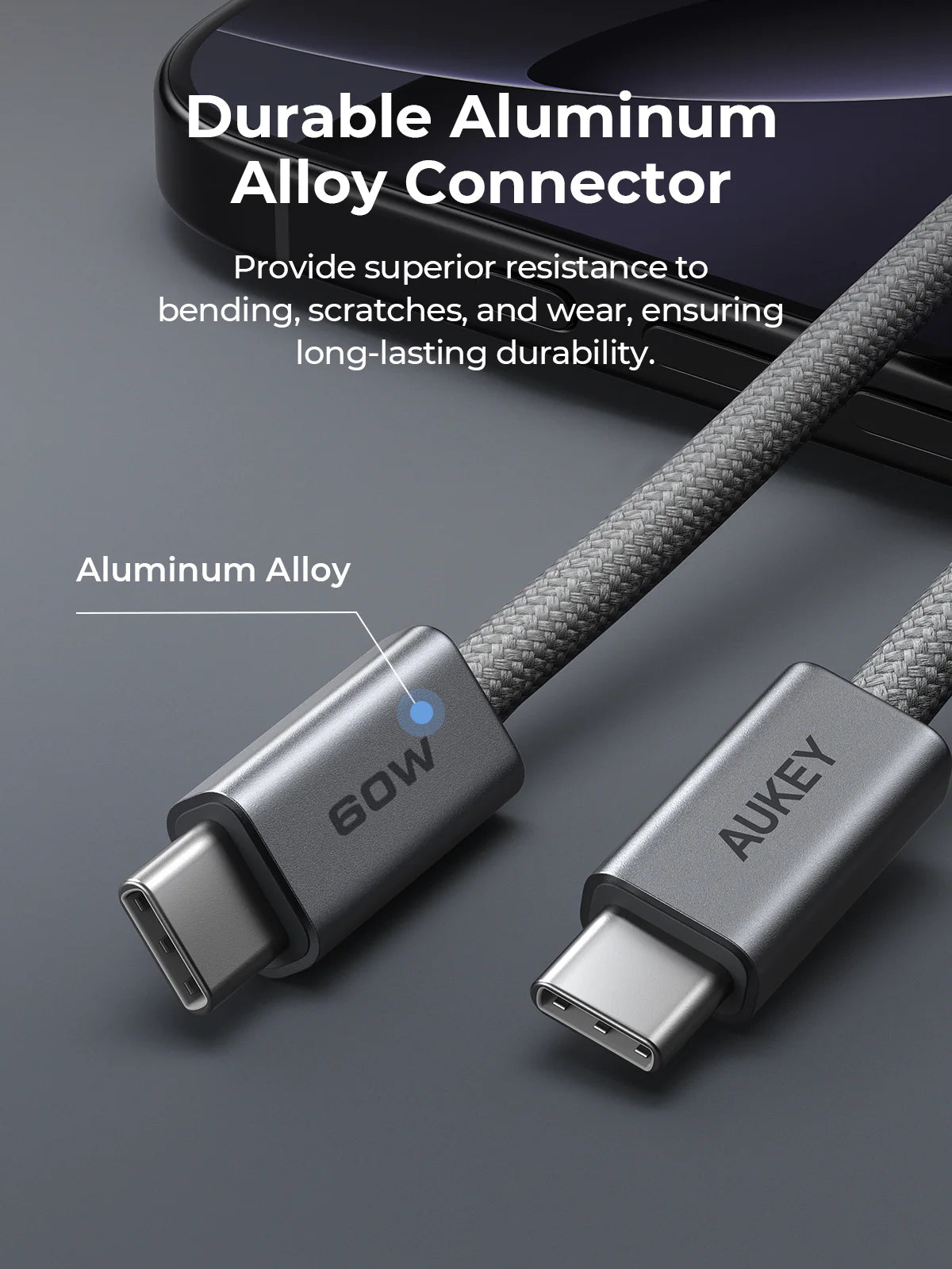 AUKEY Kabel Charger DTY Braided USB C To C Fast Charging Up To 60W 1 Meter & 1.8 Meter CB-DCC061 & CB-DCC062