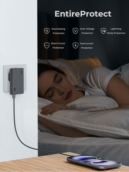 Aukey Charger 67W Type C Slim Adaptor 2 Port Fast Charging PD GaN Technology Samsung Iphone - PA-C4