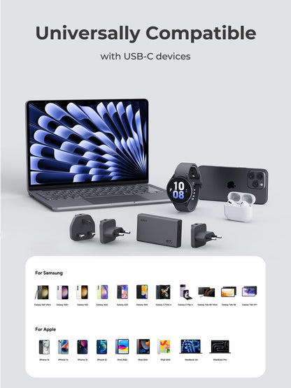 Aukey Charger 67W Type C Slim Adaptor 2 Port Fast Charging PD GaN Technology Samsung Iphone - PA-C4
