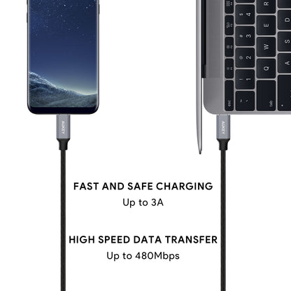 AUKEY Kabel Charger USB C to USB-C 3A Fast Charging Braided Nylon 1M CB-CD5