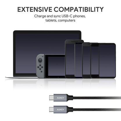 AUKEY Kabel Charger USB C to USB-C 3A Fast Charging Braided Nylon 1M CB-CD5