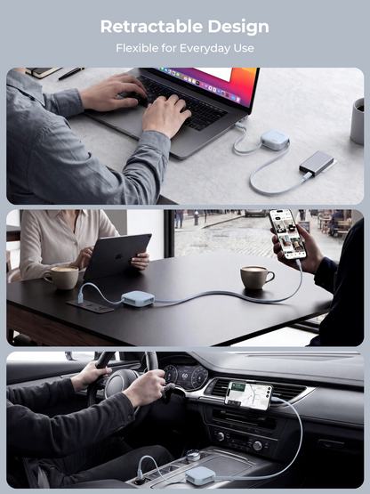 Aukey Cable Retractable Type C to Type C 140W Anti Kusut DTY Braided Nylon Fast Charging 1M Pengisian Cepat Power Delivery Kabel Data - CB-DCC143 BLUE