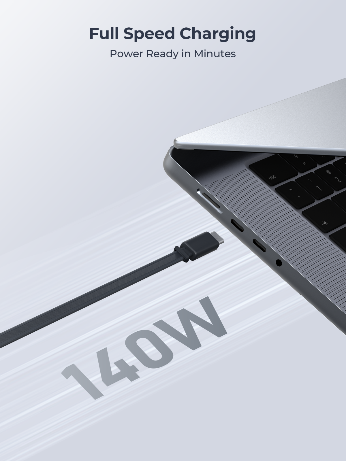 Aukey Cable Retractable Type C to Type C 140W Anti Kusut DTY Braided Nylon Fast Charging 1M Pengisian Cepat Power Delivery Kabel Data - CB-DCC143 BLUE