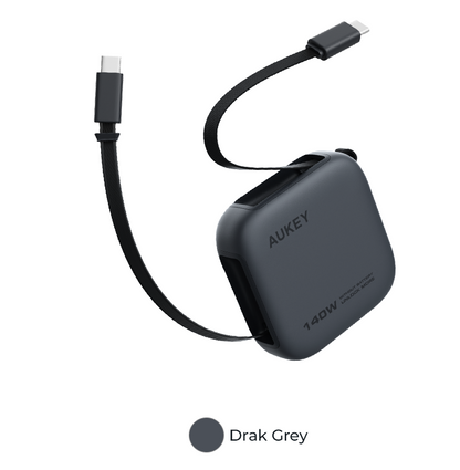 Aukey Cable Retractable Type C to Type C 140W Anti Kusut DTY Braided Nylon Fast Charging 1M Pengisian Cepat Power Delivery Kabel Data - CB-DCC143 BLUE
