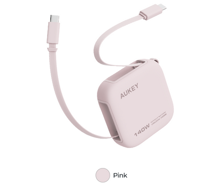 Aukey Cable Retractable Type C to Type C 140W Anti Kusut DTY Braided Nylon Fast Charging 1M Pengisian Cepat Power Delivery Kabel Data - CB-DCC143 BLUE