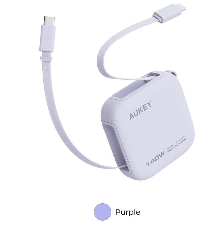 Aukey Cable Retractable Type C to Type C 140W Anti Kusut DTY Braided Nylon Fast Charging 1M Pengisian Cepat Power Delivery Kabel Data - CB-DCC143 BLUE