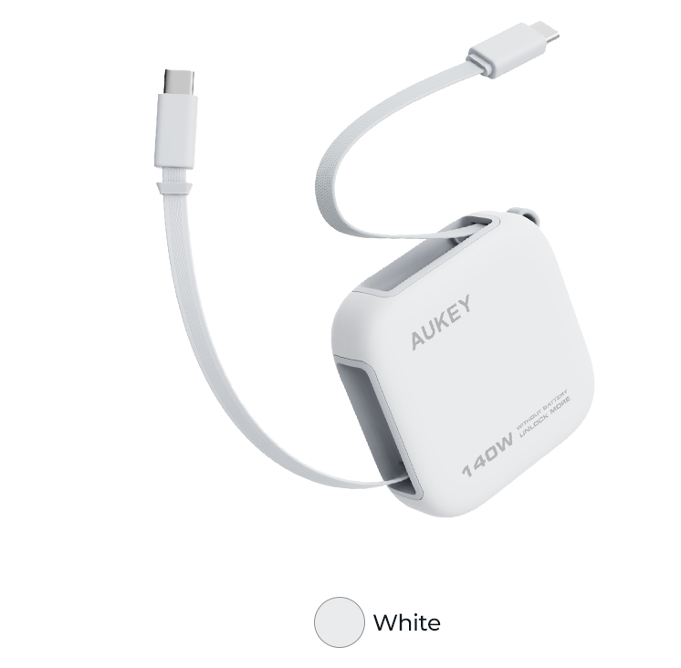 Aukey Cable Retractable Type C to Type C 140W Anti Kusut DTY Braided Nylon Fast Charging 1M Pengisian Cepat Power Delivery Kabel Data - CB-DCC143 BLUE