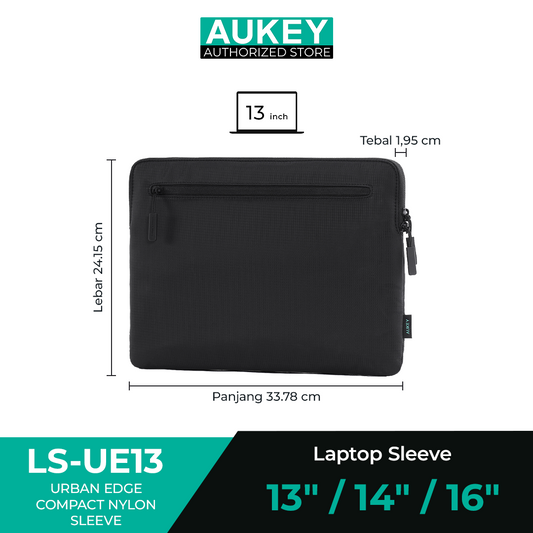 Aukey Laptop Sleeve Black 13/14/16 Inch Tas Laptop Slim Premium, Anti Gores & Shockproof - LS-EU13 / LS-EU14 / LS-EU16