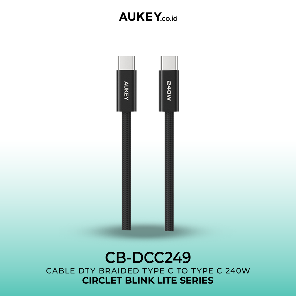 Aukey DTY Braided 240W Bahan Premium Type C to Type C Fast Charging 1M Kabel Data Pengisian Cepat PD - CB-DCC249