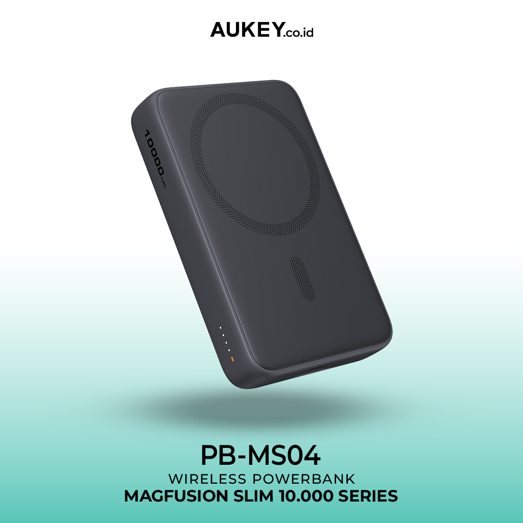 AUKEY Magnetic Wireless Powerbank Magsafe 10000mah USB-C 20W PD 3.0 MagFusion 10000 Series PB-MS04