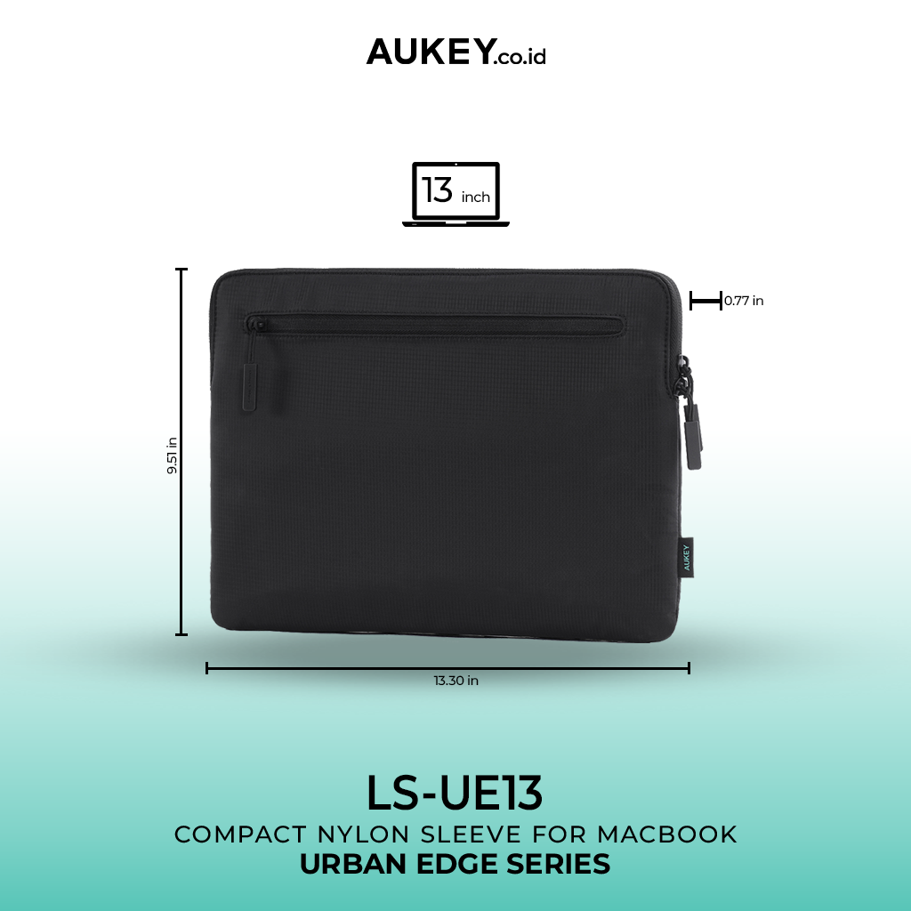 Aukey Laptop Sleeve Black 13/14/16 Inch Tas Laptop Slim Premium, Anti Gores & Shockproof - LS-EU13 / LS-EU14 / LS-EU16