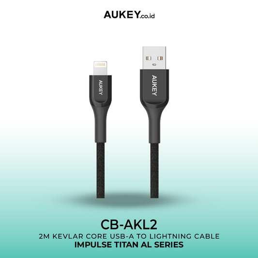 AUKEY Kabel Charger USB-A to Lightning MFI CB-AKL2 Kevlar Core 2M - Black