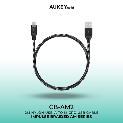 AUKEY Kabel Charger CB-AM2 Braided Nylon USB A to Micro USB 2M