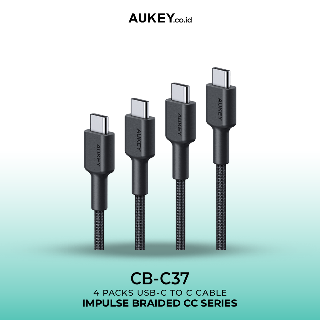 AUKEY Kabel Charger ( 4pcs ) USB-C To USB-C Braided Nylon 3A CB-CD37