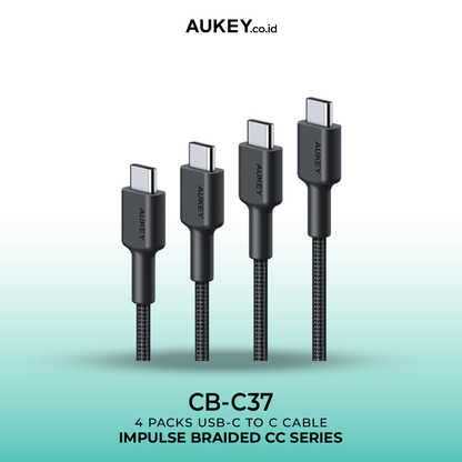 AUKEY Kabel Charger ( 4pcs ) USB-C To USB-C Braided Nylon 3A CB-CD37