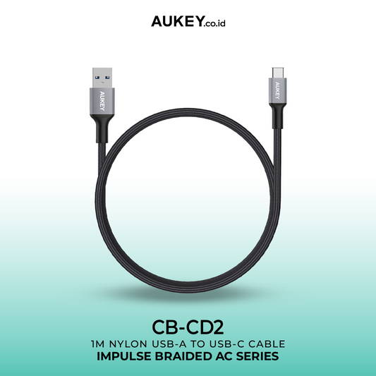 AUKEY Kabel Charger Type C CB-CD2 Braided Nylon USB A to USB-C 1M