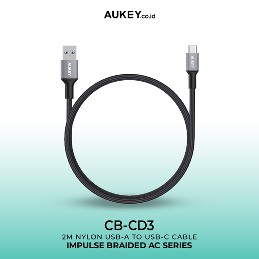 AUKEY Kabel Charger Type C CB-CD3 Braided Nylon USB A to USB-C 2M
