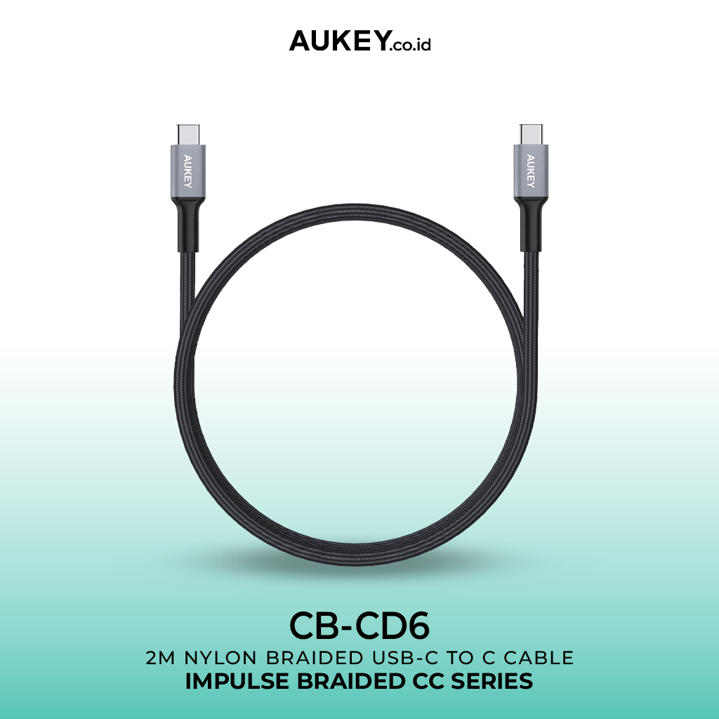 AUKEY Kabel Charger USB C to USB-C CB-CD6 Braided Nylon 2M