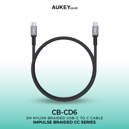 AUKEY Kabel Charger USB C to USB-C CB-CD6 Braided Nylon 2M