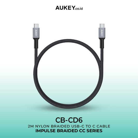 AUKEY Kabel Charger USB C to USB-C CB-CD6 Braided Nylon 2M
