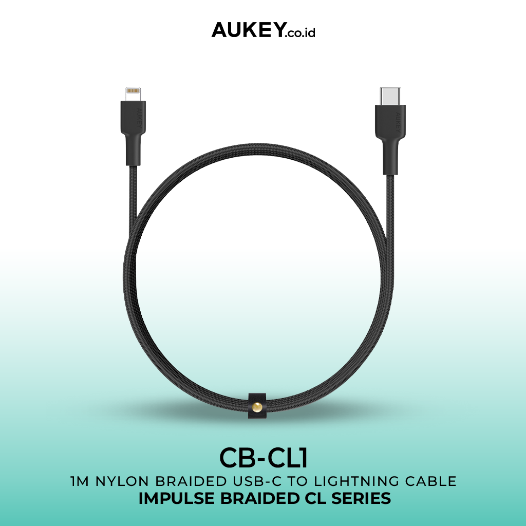 Kabel Charger AUKEY USB-C ke Lightning MFI CB-CL1 Braided Nylon 1.2M