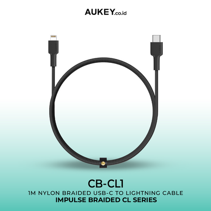 Kabel Charger AUKEY USB-C ke Lightning MFI CB-CL1 Braided Nylon 1.2M