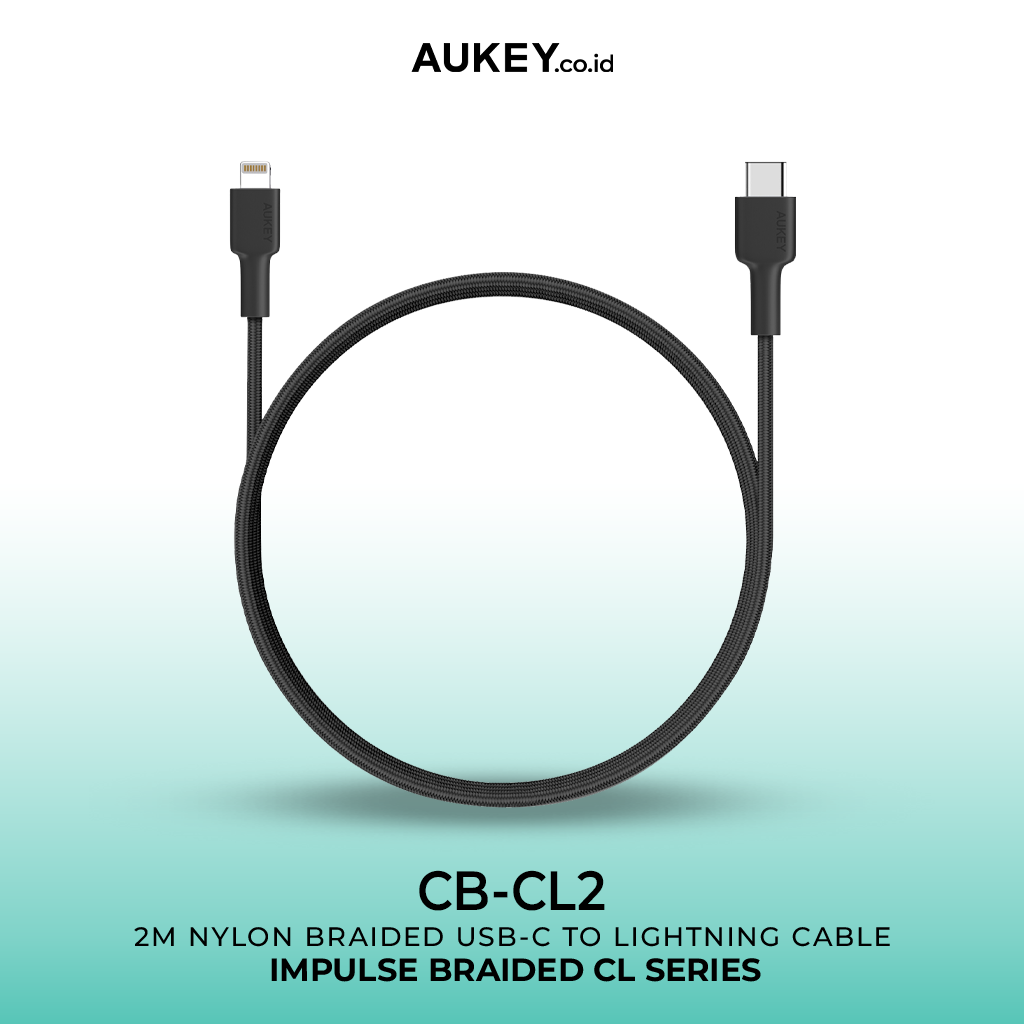 AUKEY Kabel Charger USB-C to Lightning MFI CB-CL2 Braided Nylon 2M