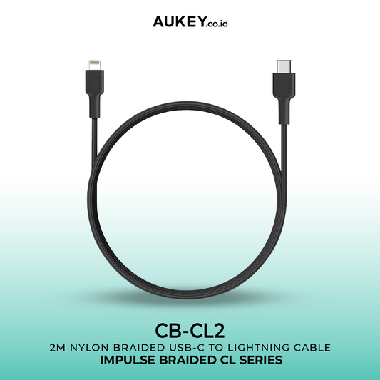 AUKEY Kabel Charger USB-C to Lightning MFI CB-CL2 Braided Nylon 2M