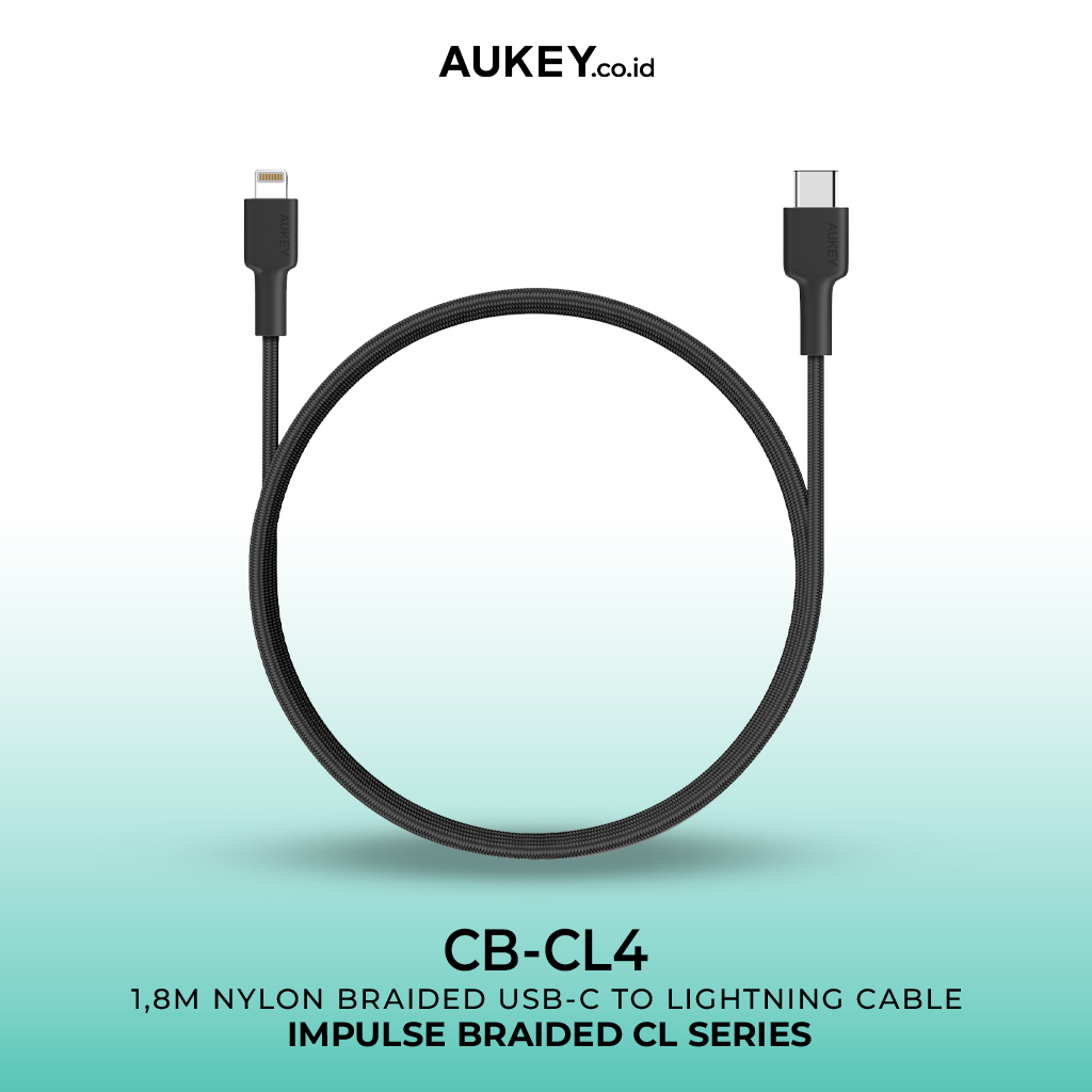 AUKEY Kabel Charger USB-C to Lightning MFI CB-CL4 Braided Nylon 1.8M