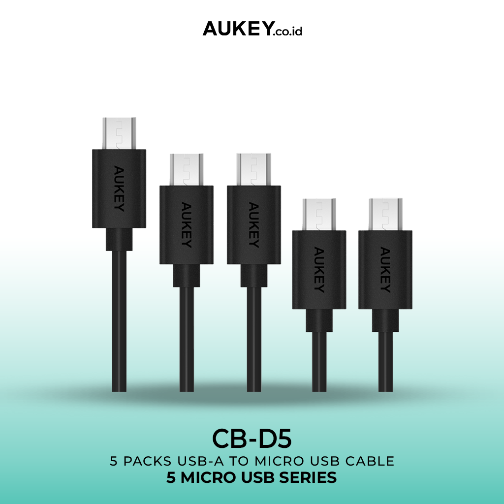 Kabel Charger AUKEY ( 5 pcs ) USB A Ke Micro PVC CB-D5 Hitam 3A