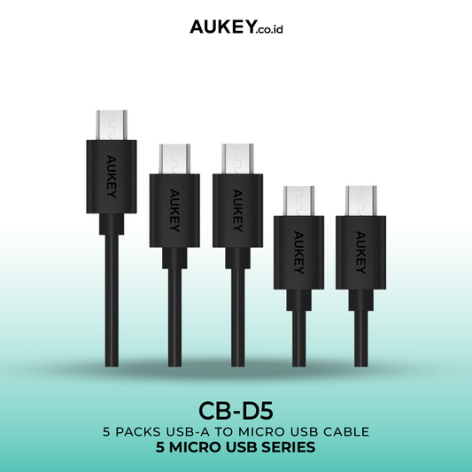 AUKEY Kabel Charger ( 5pcs ) USB A To Micro PVC CB-D5 Black 3A