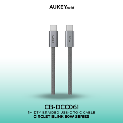 AUKEY Kabel Charger DTY Braided USB C To C Fast Charging Up To 60W 1 Meter & 1.8 Meter CB-DCC061 & CB-DCC062