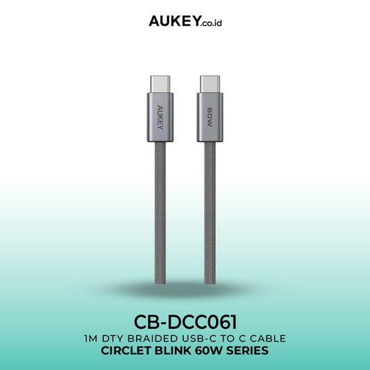AUKEY Kabel Charger DTY Braided USB C To C Fast Charging Up To 60W 1 Meter & 1.8 Meter CB-DCC061 & CB-DCC062